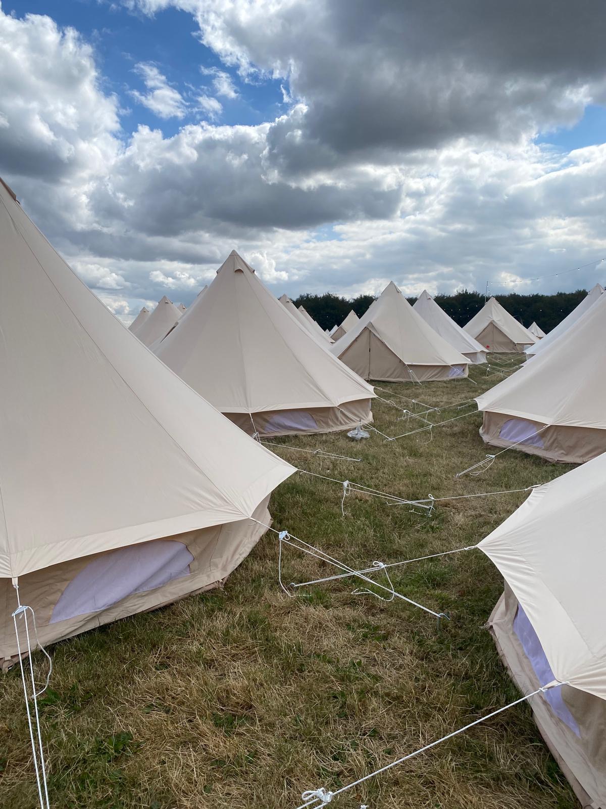 Real canvas bell tents at our Glastonbury glamping campsite